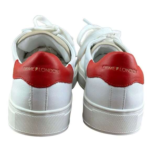 Crime London Men  size 8.5-9  Sneakers Leather White with Red - Picture 3 of 7